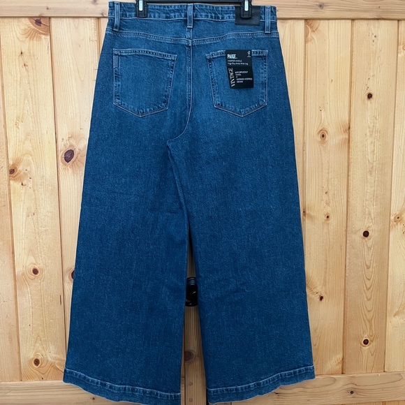 NWT PAIGE Harper Ankle Blue Denim Wide Leg Sz 32 - Picture 2 of 7